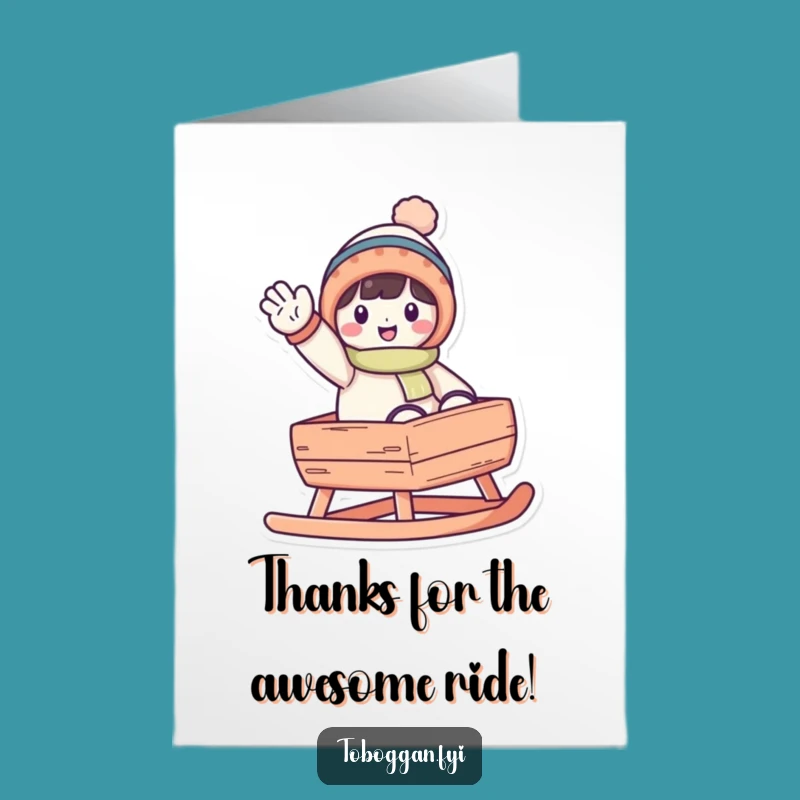 Free Printable Thank You Card: Funny Toboggan Wave for a Cheerful Thanks!