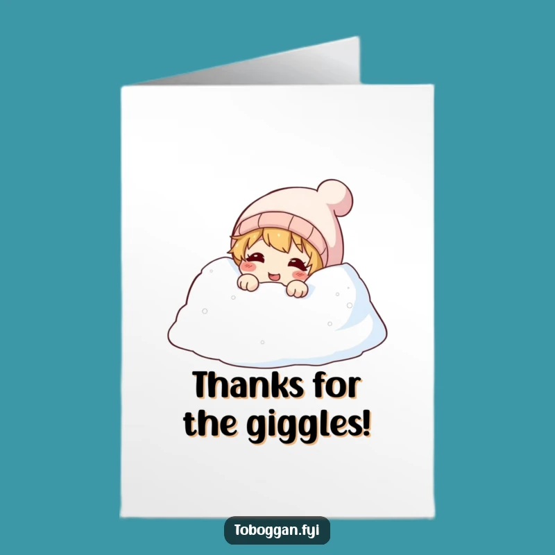 Free Printable Thank You Card: Giggling Snow Character - Sweet & Funny Gratitude