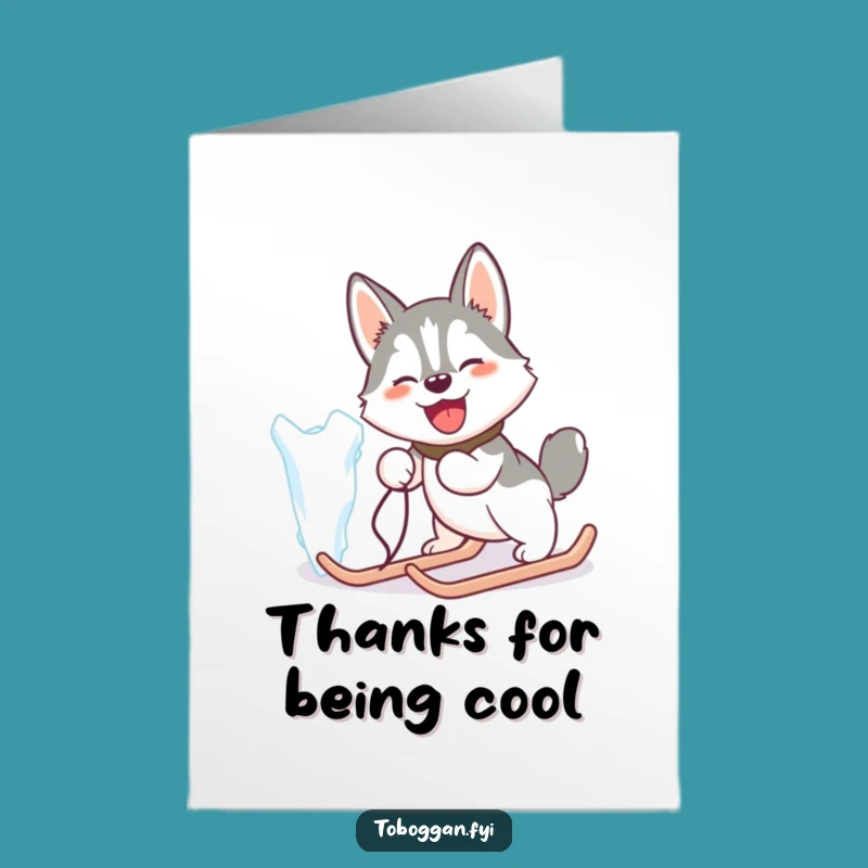 Free Printable Thank You Card: Humorous Husky Icicle Pull for a Funny Downloadable Gift