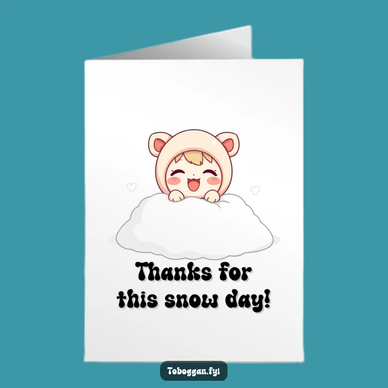 Free Printable Thank You Card: Joyful Snow Emergence Cute Character Thanks