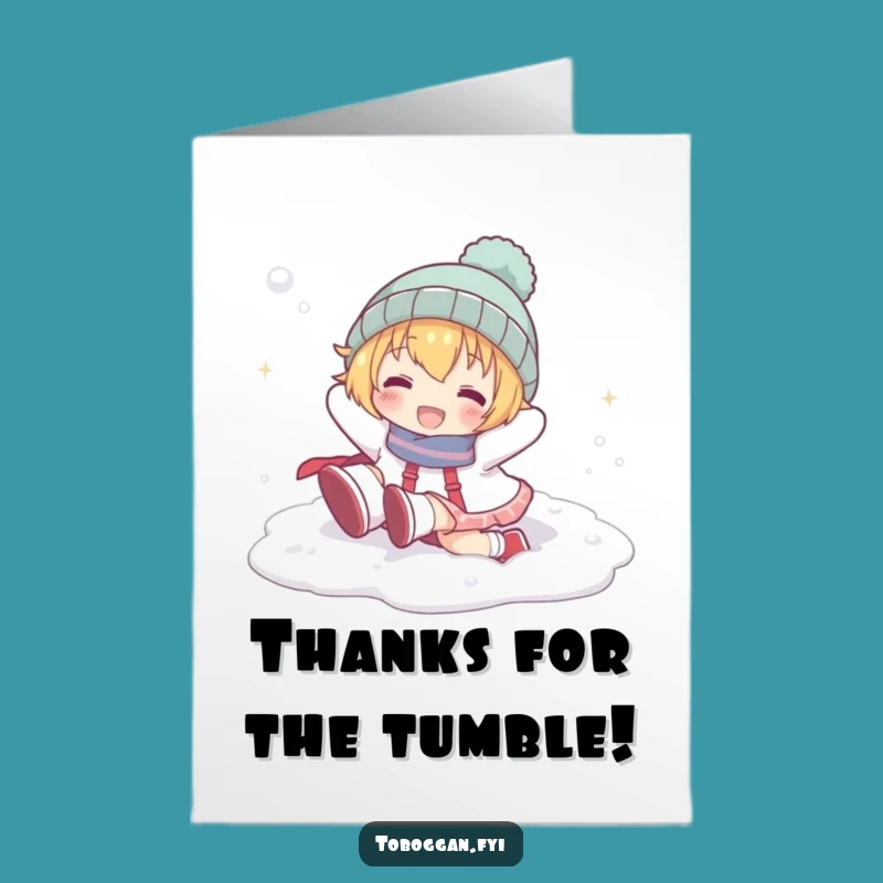 Free Printable Thank You Card: Snow Flip! Funny Character Downloadable Gift for Thanks