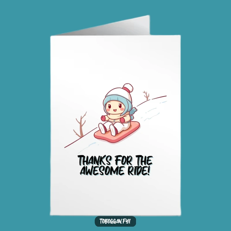 Free Printable Thank You Card: Snow Fun! Cute Character Downloadable Gift for Gratitude