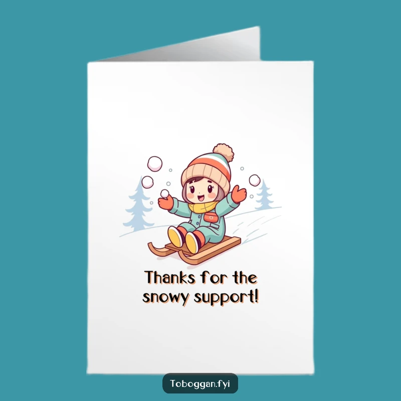 Free Printable Thank You Card: Snowball Thanks, Sledding Fun, Downloadable