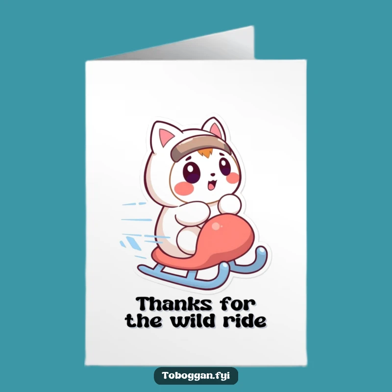 Free Printable Thank You Card: Surprised Sledder, Fun Downloadable Gift