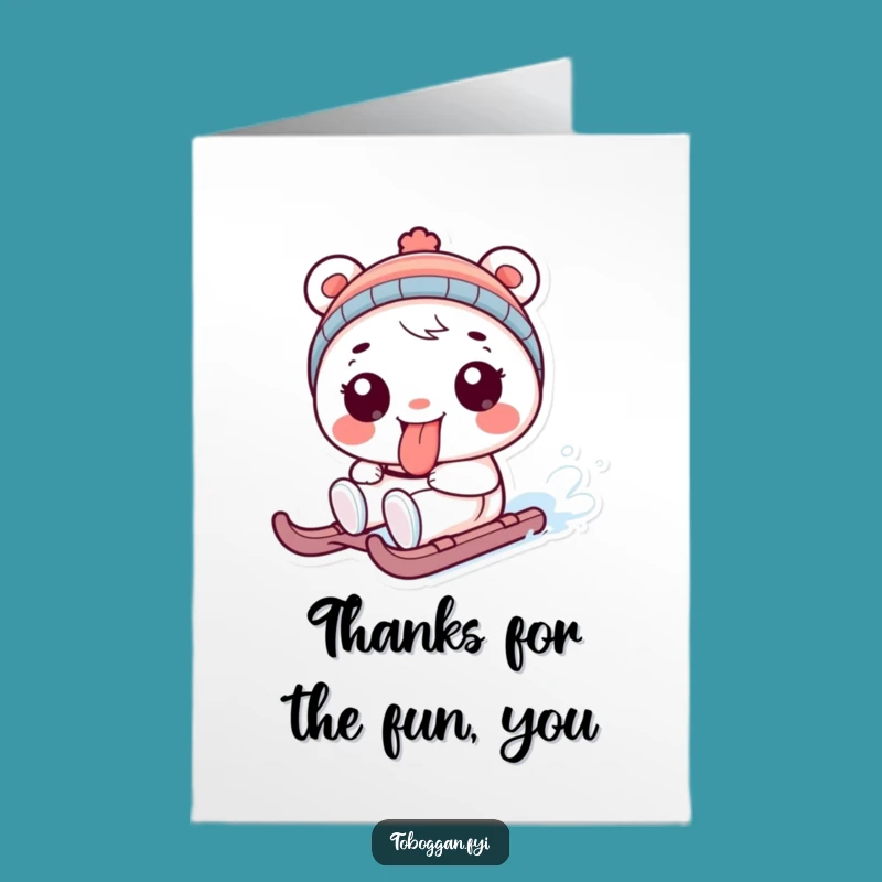 Free Printable Thank You Card: Tongue-Out Sledder, Fun Downloadable Gift