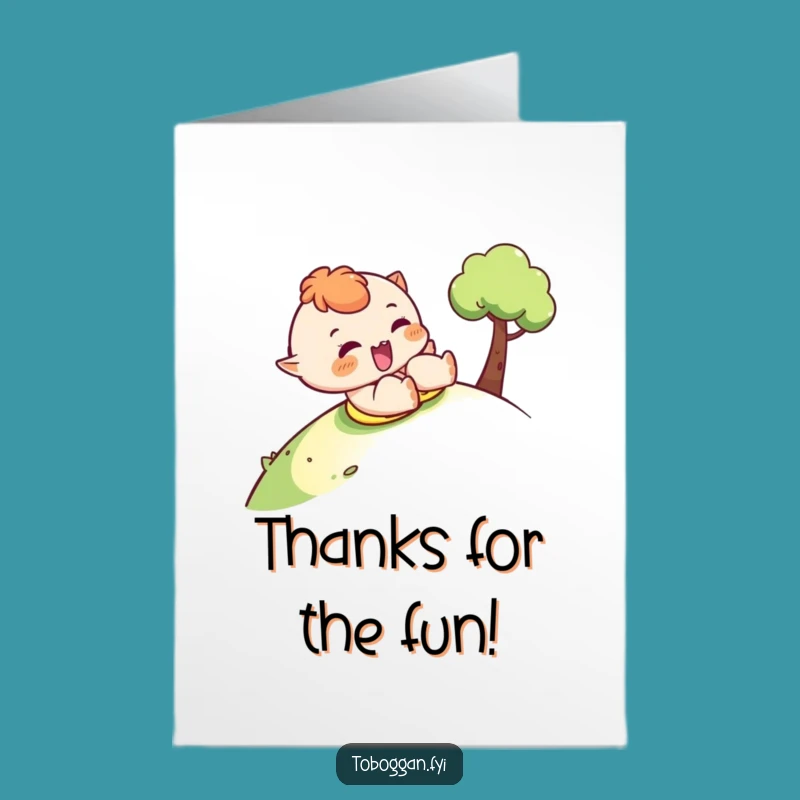 Free Printable Thank You Card: Winking Sledder - Funny Downloadable Gift