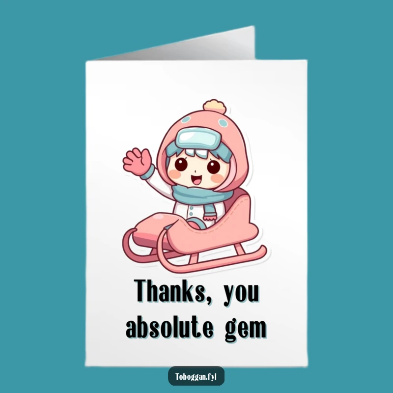 Friendly Sled Wave Thank You: Free Printable for a Sweet Downloadable Card