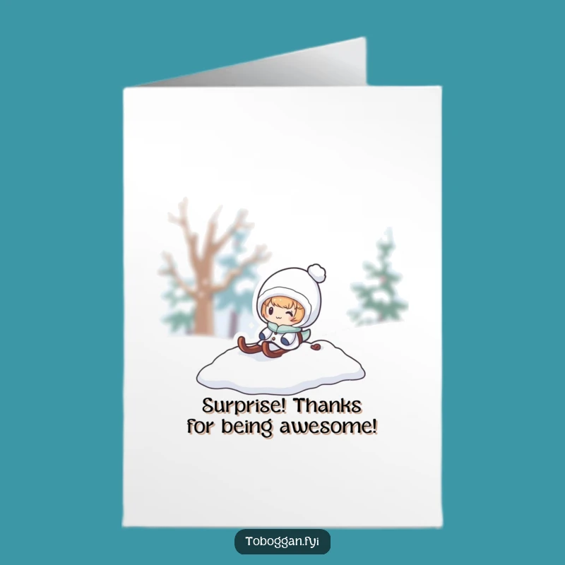 Free Printable Thank You Card: Snow Surprise Character for a Funny Downloadable Gift