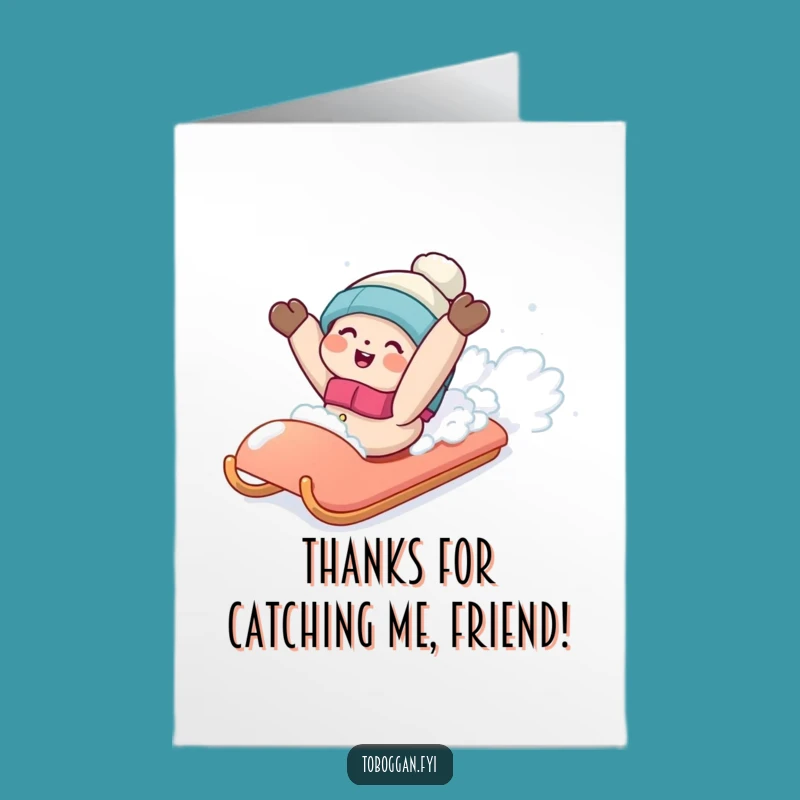 Free Printable Thank You Card: Snowfall Sled Mishap Character Downloadable