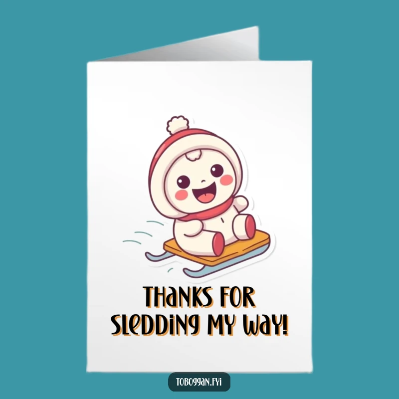 Free Printable Thank You Card: Grinning Sledder - Express Thanks with a Smile!