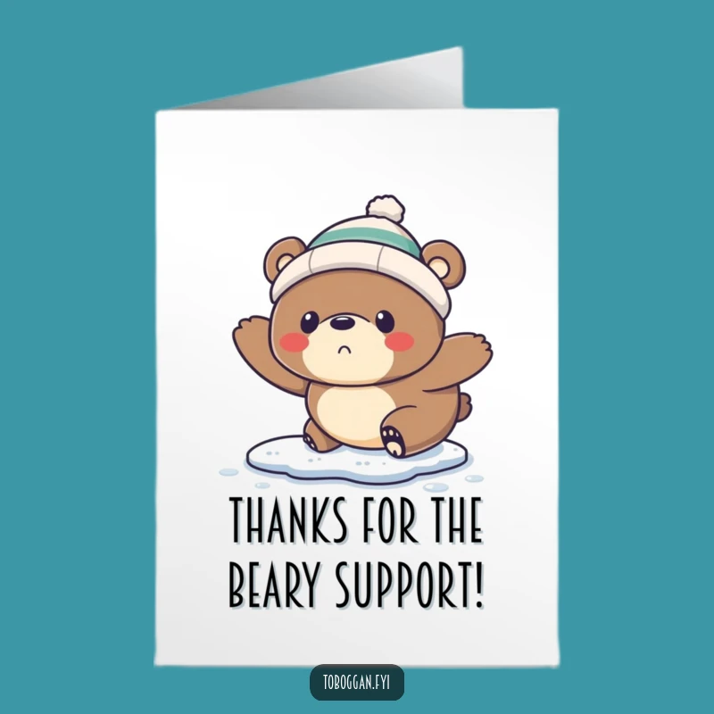 Free Printable Thank You Card: Bear's Icy Tumble, Downloadable Gift