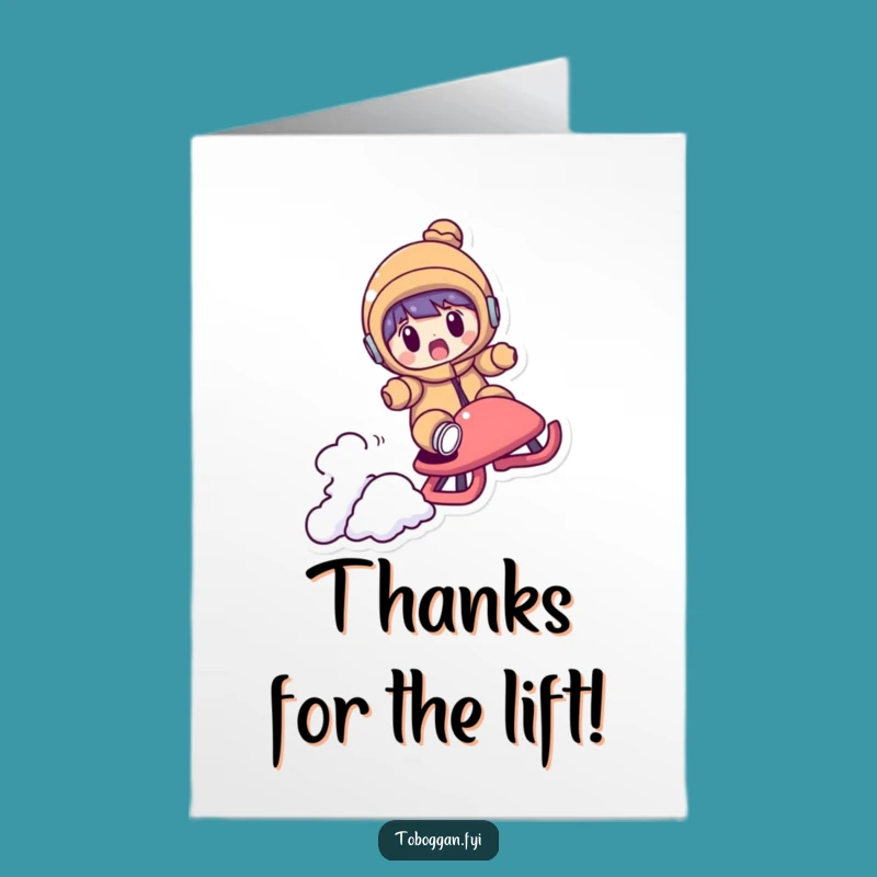 Free Printable Thank You Card: Sledding Shock, Unique Downloadable Gift