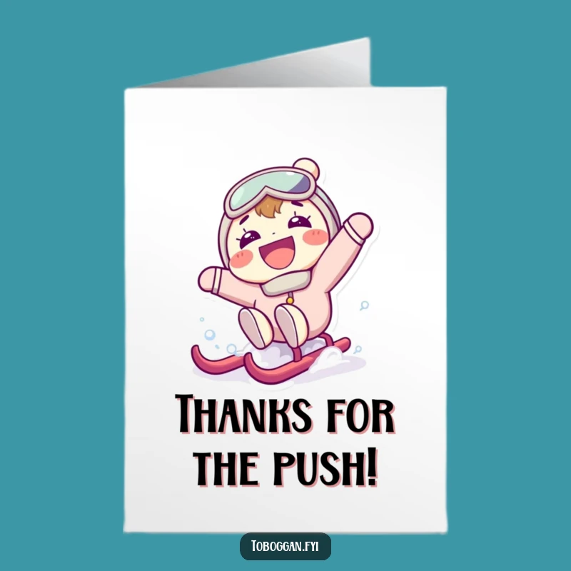 Funny Free Printable Thank You Card: Sledding Surprise, Unique Downloadable Gift