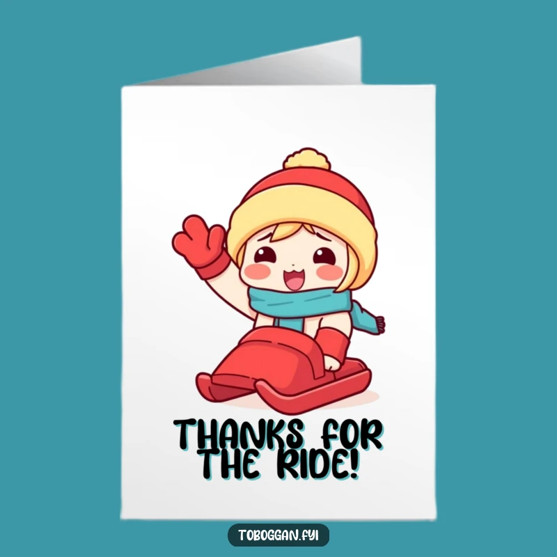 Funny Free Printable Thank You Card: Toboggan Waving, Downloadable Gift