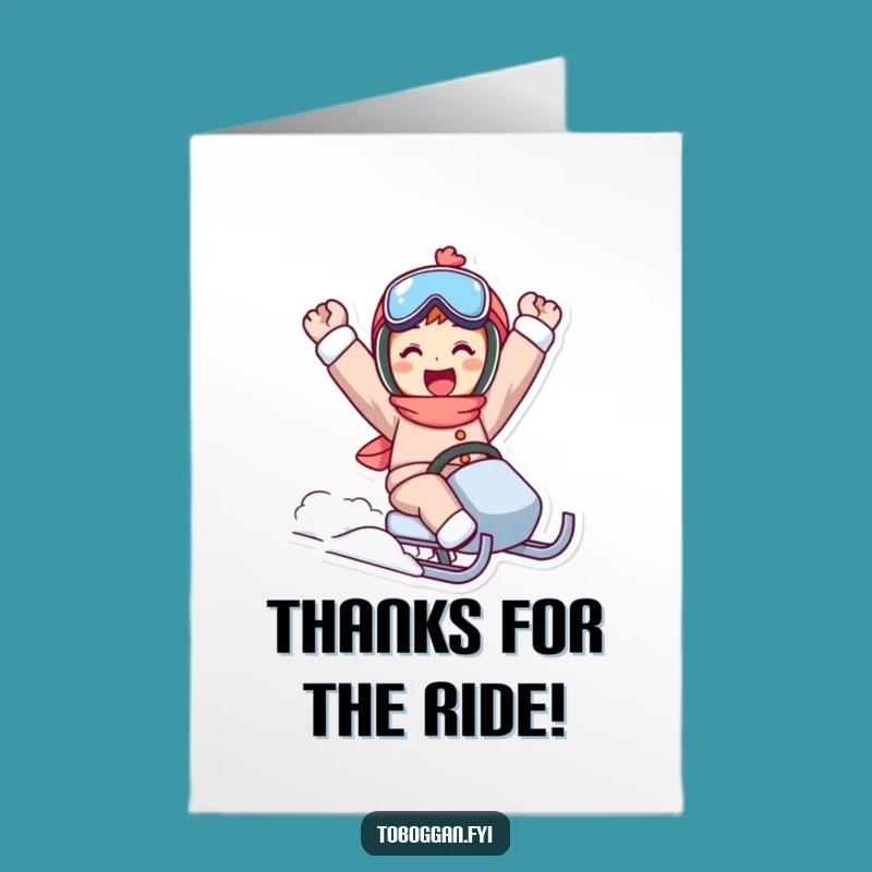 Free Printable Thank You Card: Sledding Victory - Funny Downloadable Gift