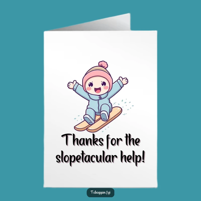 Free Printable Thank You Card: Snowy Surf Gratitude, Humorous Downloadable Gift