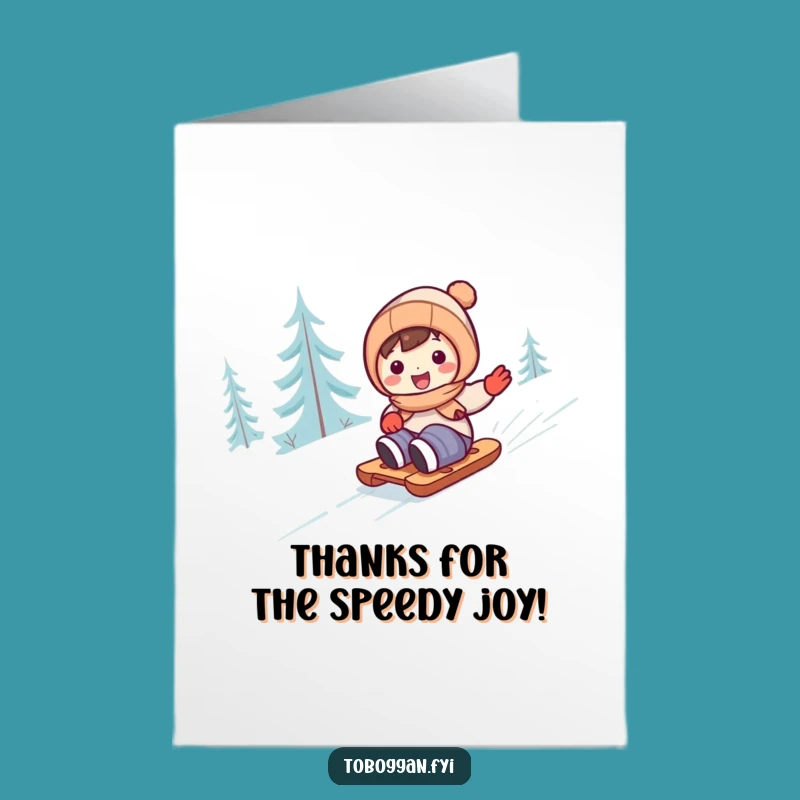 Free Printable Thank You Card: Cute Sledder Expressing Thanks, Downloadable