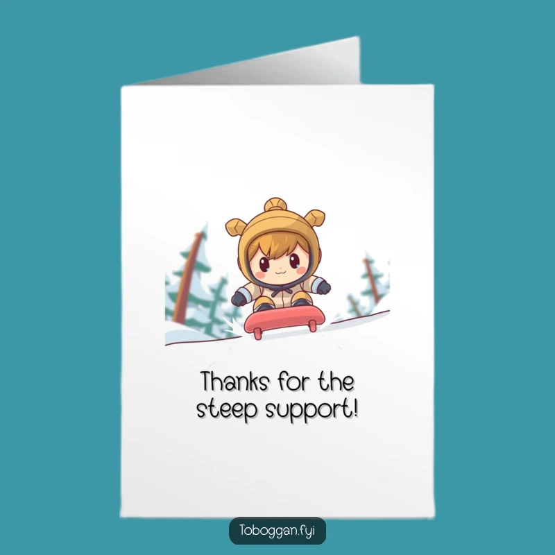 Free Printable Thank You Card: Toboggan Chase Gratitude, Humorous Downloadable Gift