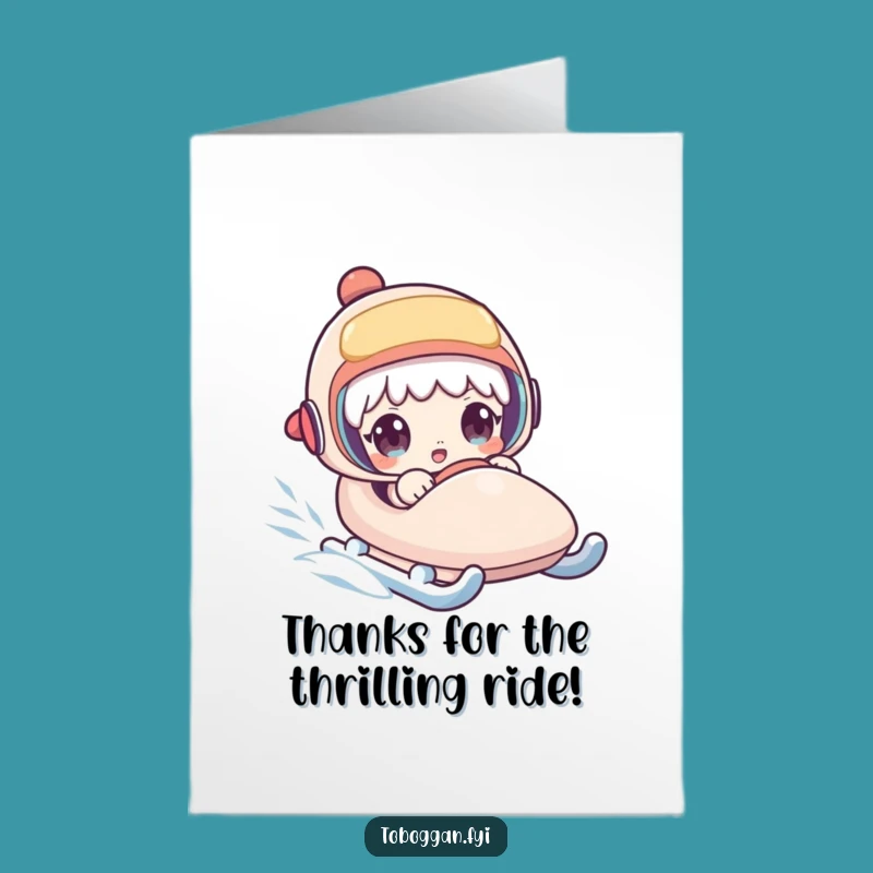 Free Printable Thank You Card: Surprised Sledding Funny Downloadable Gift