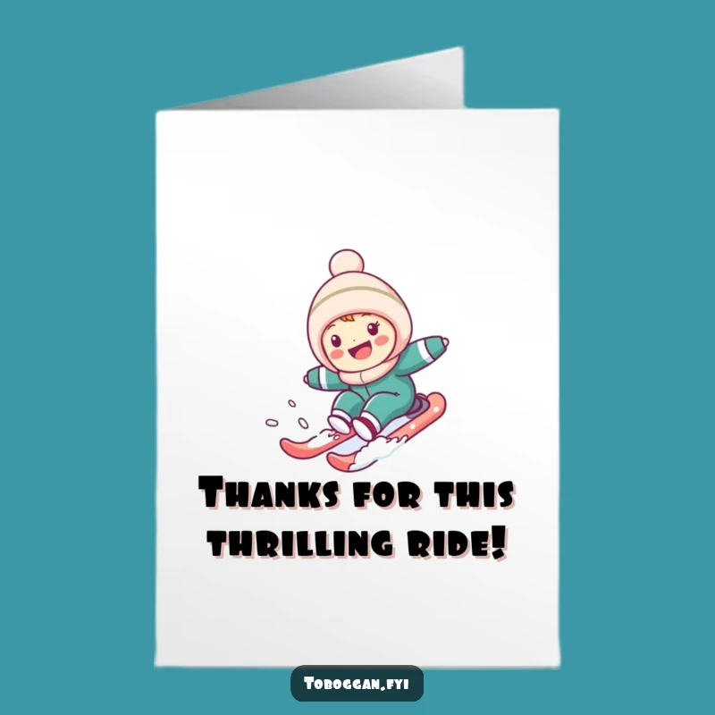 Free Printable Thank You Card: Happy Snow Hill Character - Funny Downloadable