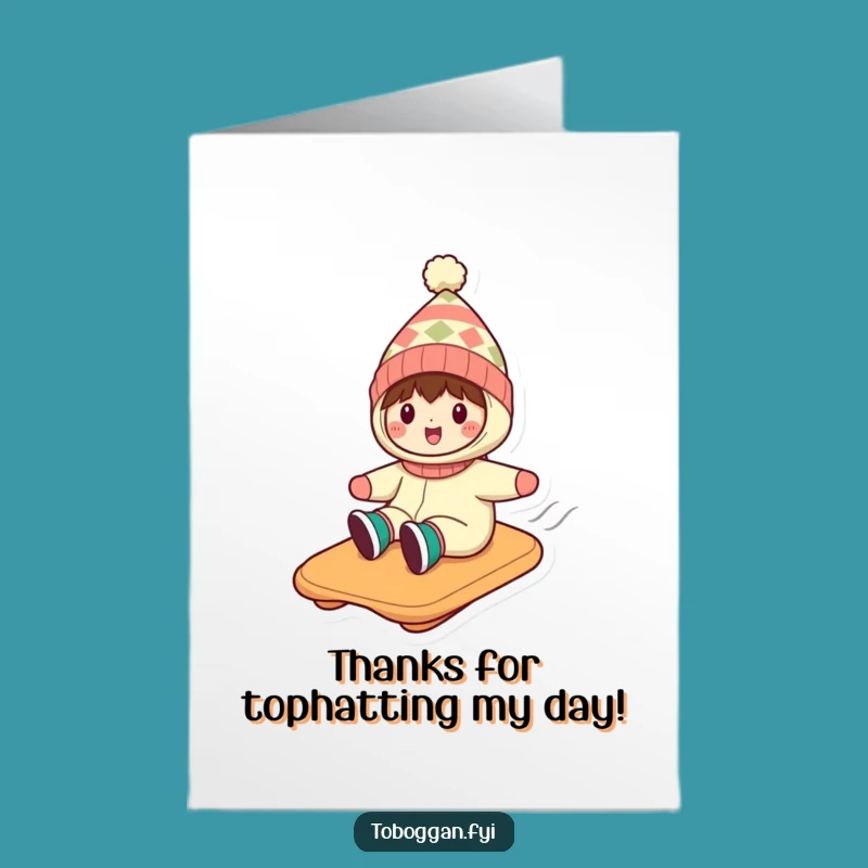 Funny Free Printable Thank You Card: Toboggan CharacterExpressing Gratitude Downloadable
