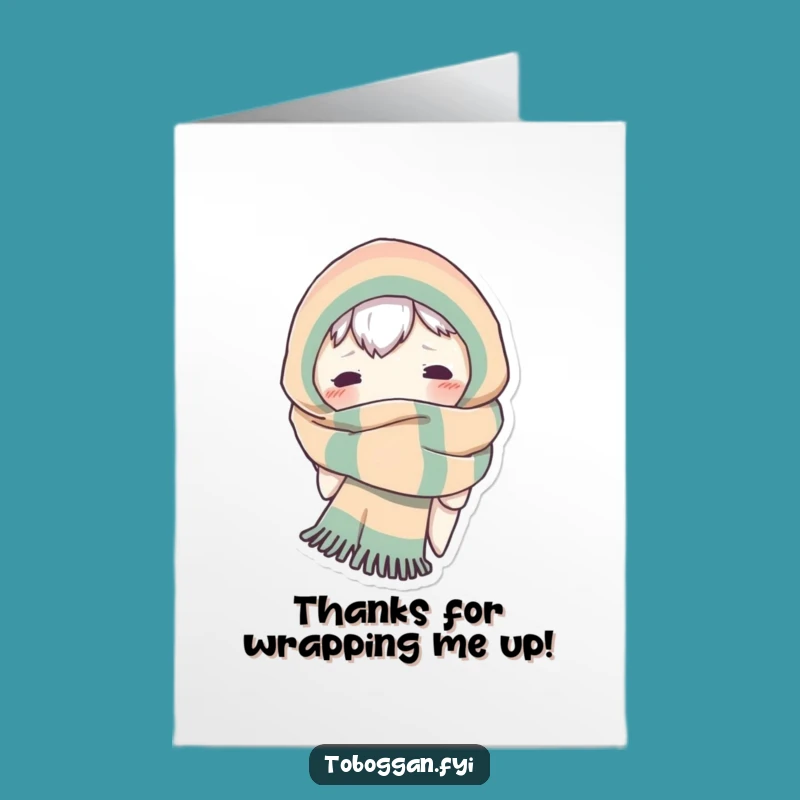 Free Printable Thank You Card: Charming Scarf Character, Sweet Downloadable Message of Gratitude