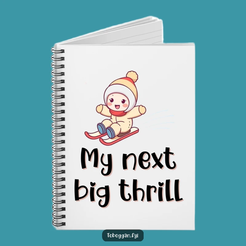 Funny Snowy Hill Zoom Notebook: Joyful Character Sledding Journal