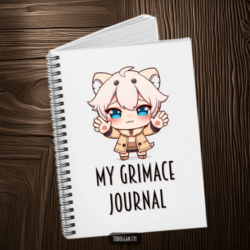 Funny notebook featuring a character making a funny face while trying to stop, ideal for jotting down notes and humorous thoughts.