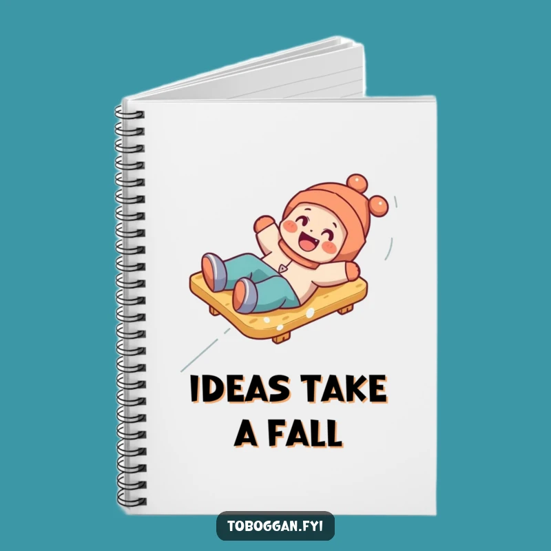 Funny Toboggan Tumble Notebook: Playful Character's Snowy Journal