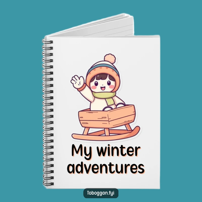 Funny Waving Toboggan Character Notebook - Jot Down Winter Ideas