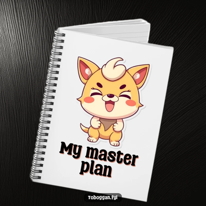 Funny determined character notebook, great for notes and ideas, featuring an excited character with a determined expression.