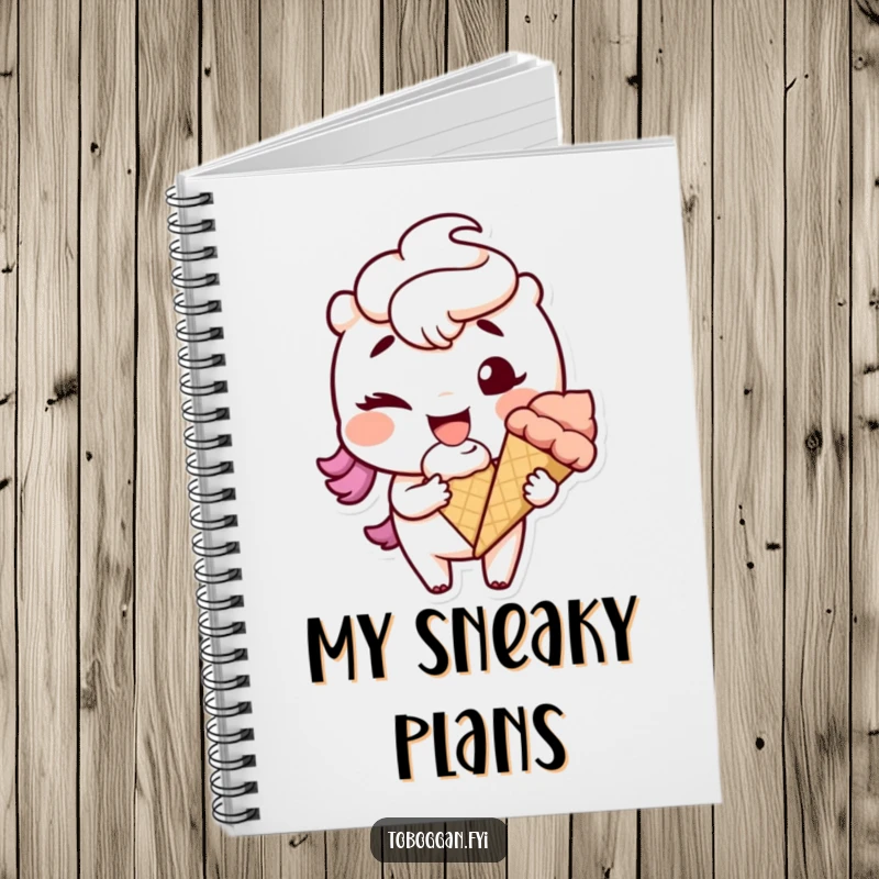 Funny character winking with a snowball on a notebook cover, inspiring playful ideas and winter fun.