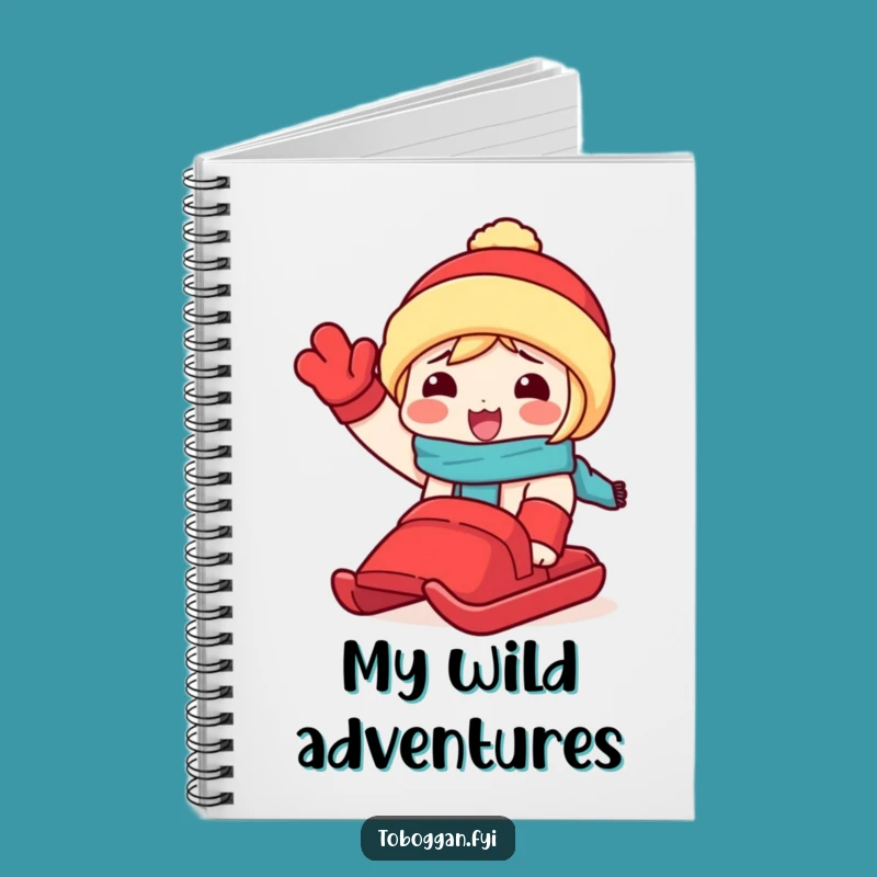Funny Snow Day Notebook: Toboggan Waving Character, Winter Journal Gift!