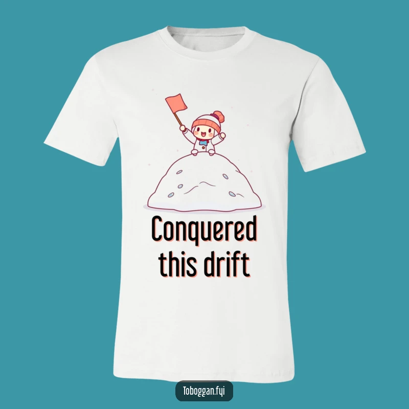 Funny Snowdrift Victor T-Shirt: Cheerful Character Celebrates the Peak