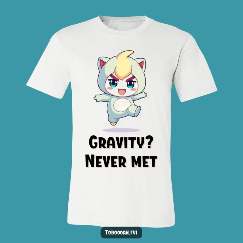 Funny Action Jumper T-Shirt: Determined Leap Character, Dynamic Gift!