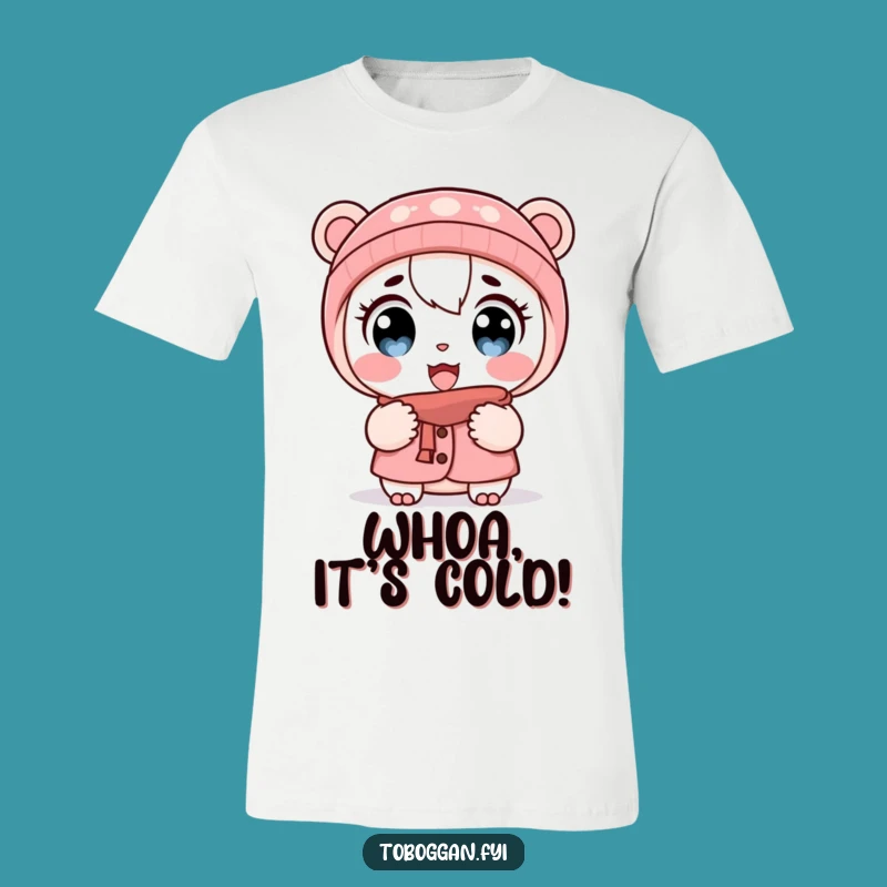 Funny Cold Shocked Character T-Shirt: Wear Your Winter Surprise!