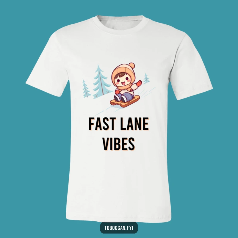 Funny Cute Sledding Character T-Shirt - Winter Fun Tee
