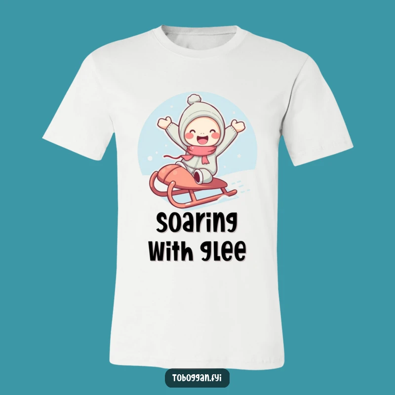 Funny Joyful Jump T-Shirt: Rosy Cheeked Character Flying Tee