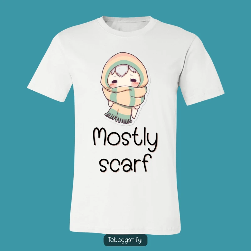 Funny Scarf Monster T-Shirt: Peek-a-Boo Character's Winter Tee