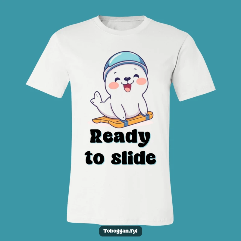 Funny Seal Slide T-Shirt - Delighted Arctic Adventure Tee