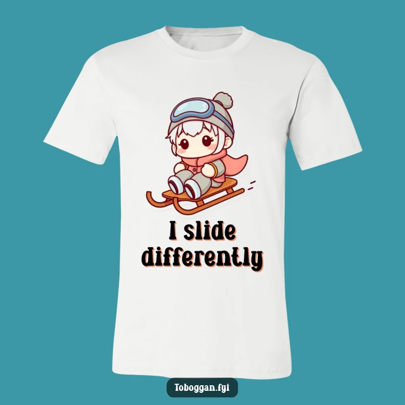 Funny Sideways Sledder T-Shirt - Hilarious Character Tee for滑稽 Fun!