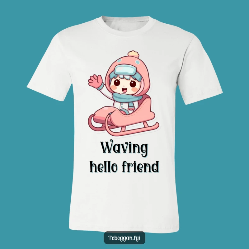 Funny Sledding Character T-Shirt - Winter Friends Cartoon Tee, Great Present