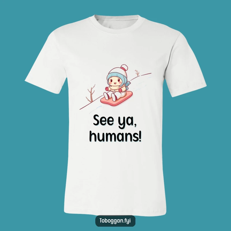 Funny Snow Hill Character T-Shirt: Hilarious Winter Adventure Tee for All