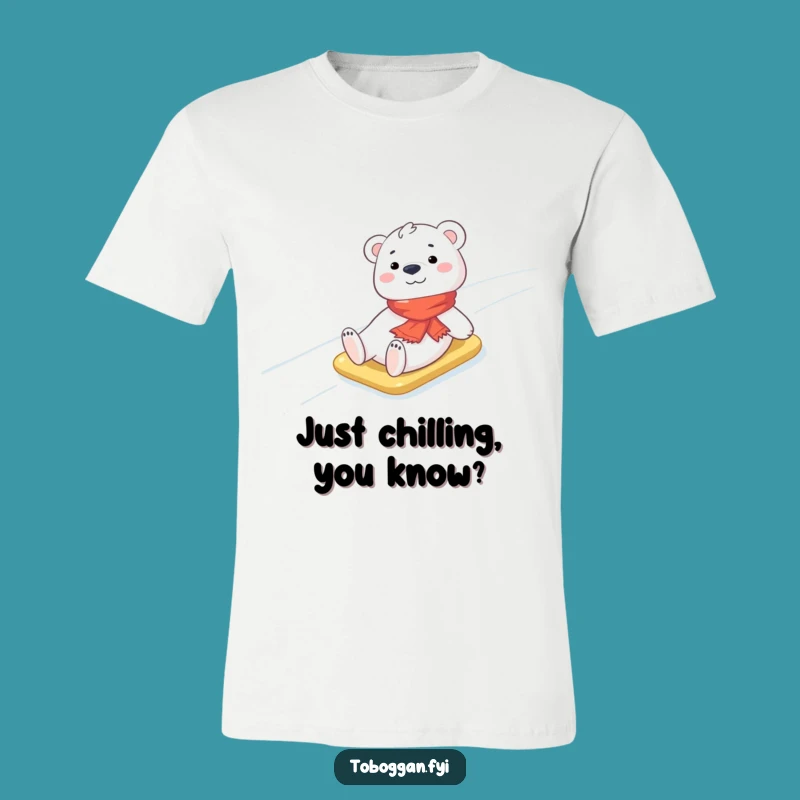 Funny Polar Bear T-Shirt: Cheerful Winter Slide Adventure!