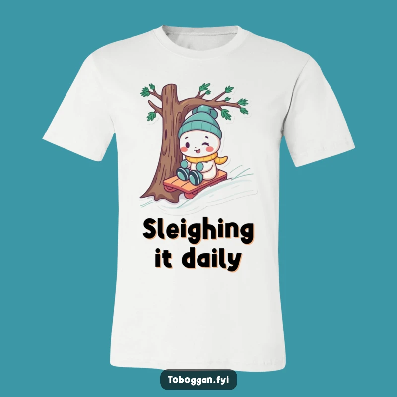 Funny Toboggan Tree Dodge T-Shirt: Wear Your Winter Adventures, Great Funny Gift