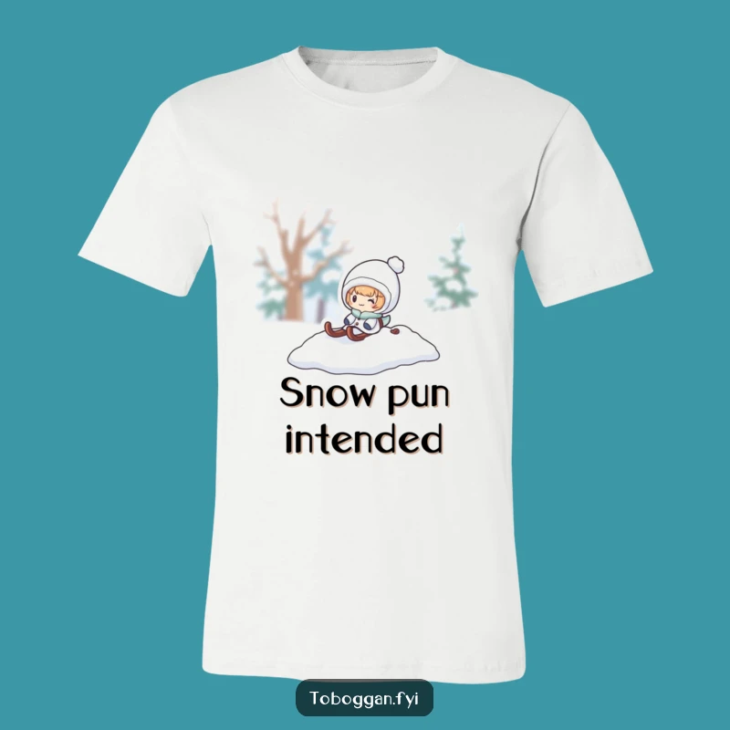 Funny Snow Sled Surprise T-Shirt: Winter Character Pop-Out Tee