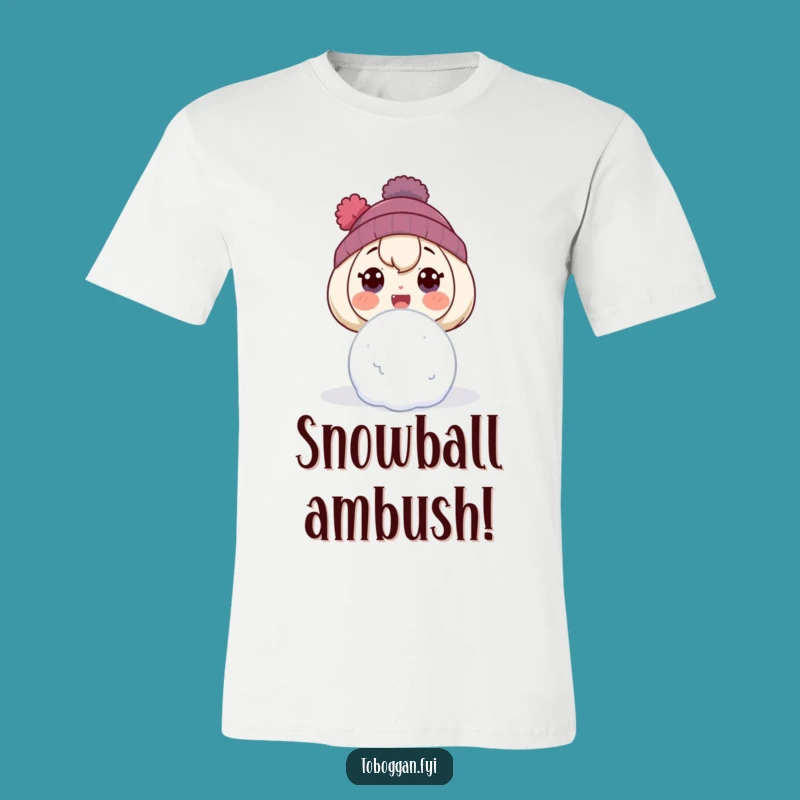 Funny Snowball Surprise T-Shirt: Shocked Character's Winter Tee