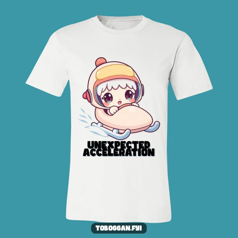 Funny Surprised Sledder T-Shirt - Hilarious Character Tee for Thrill Seekers!