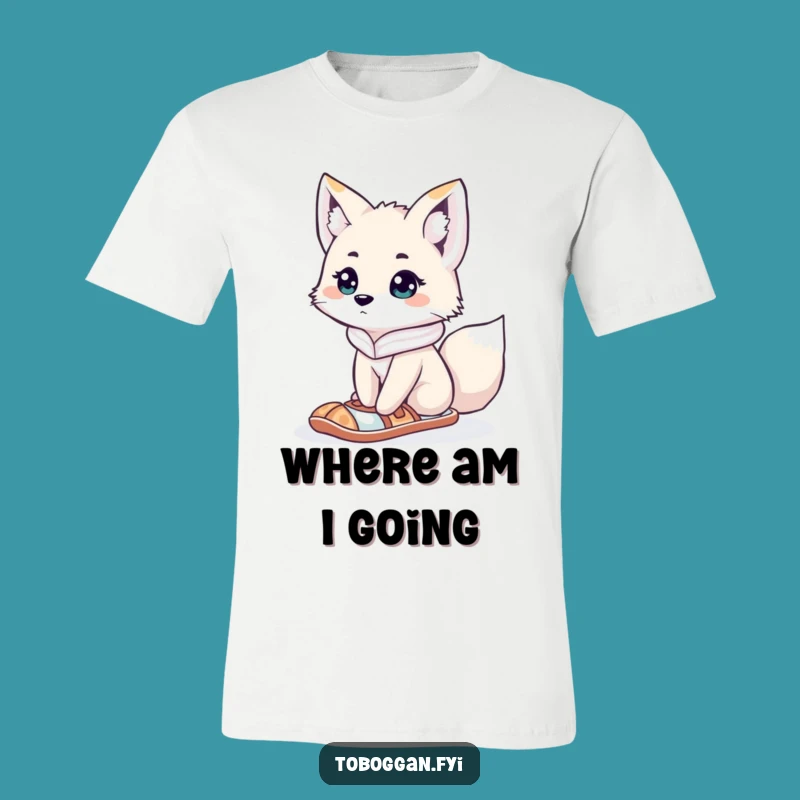 Funny Lost Fox T-Shirt - Curious Arctic Adventure Tee