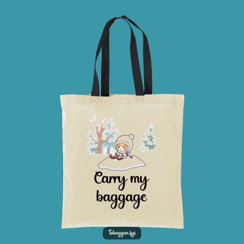 Funny Snow Sled Surprise Tote Bag: Winter Character for Everyday Fun